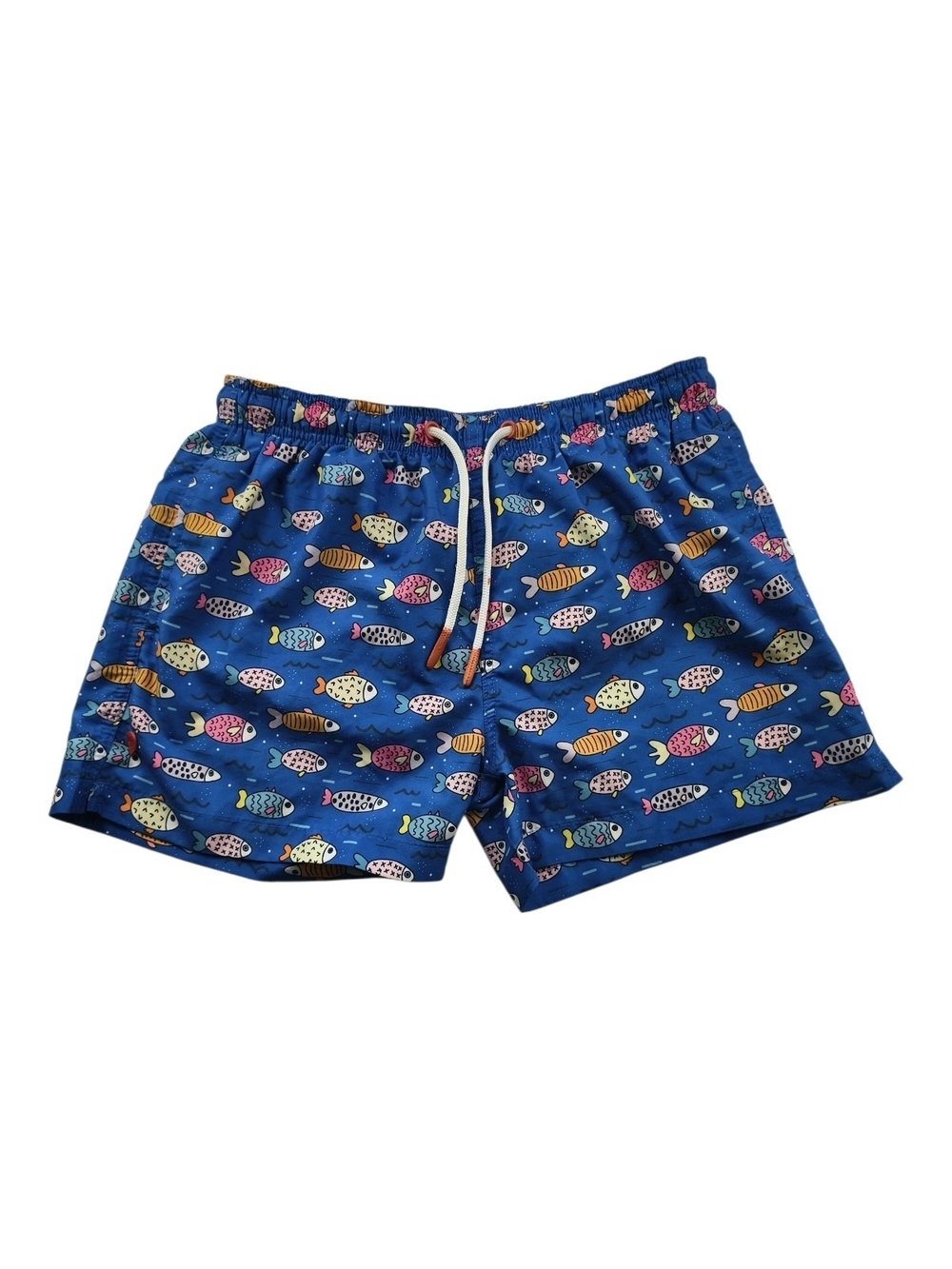 Sunset Vines Men’s S Blue Fish Print Swim Trunks Beach Shorts Resort Outdoor